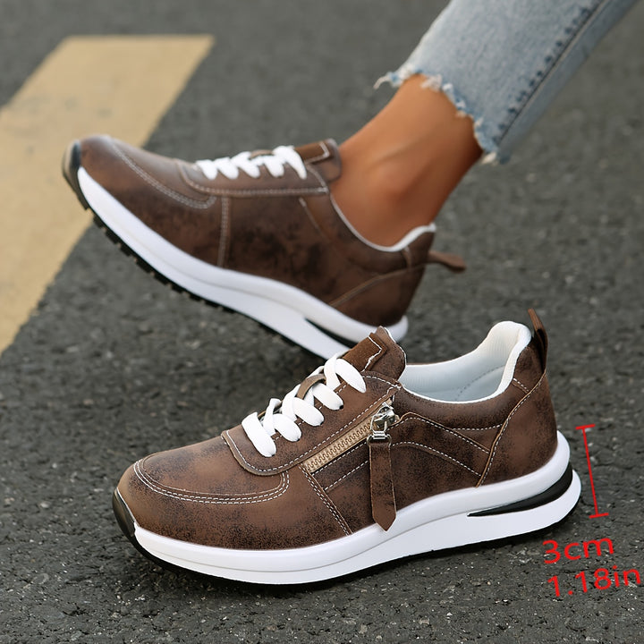 Stylish Comfort Sneakers - Fashion Sneakers with Soft Fabric Lining, TPR Sole, Lace-Up Closure, Round Toe Design, and Breathable Lightweight Construction for Everyday Wear