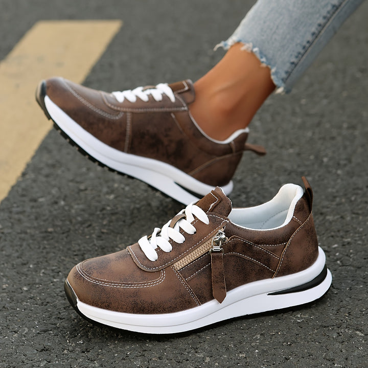 Stylish Comfort Sneakers - Fashion Sneakers with Soft Fabric Lining, TPR Sole, Lace-Up Closure, Round Toe Design, and Breathable Lightweight Construction for Everyday Wear