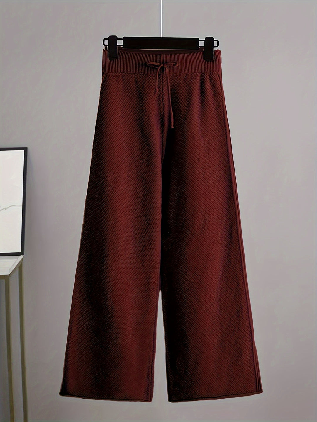 Autumn and Winter Fashion Casual Knitted Suit Pants Women's Loose Sweater Wide Leg Pants Two Piece Set