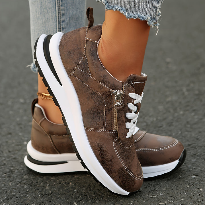 Stylish Comfort Sneakers - Fashion Sneakers with Soft Fabric Lining, TPR Sole, Lace-Up Closure, Round Toe Design, and Breathable Lightweight Construction for Everyday Wear